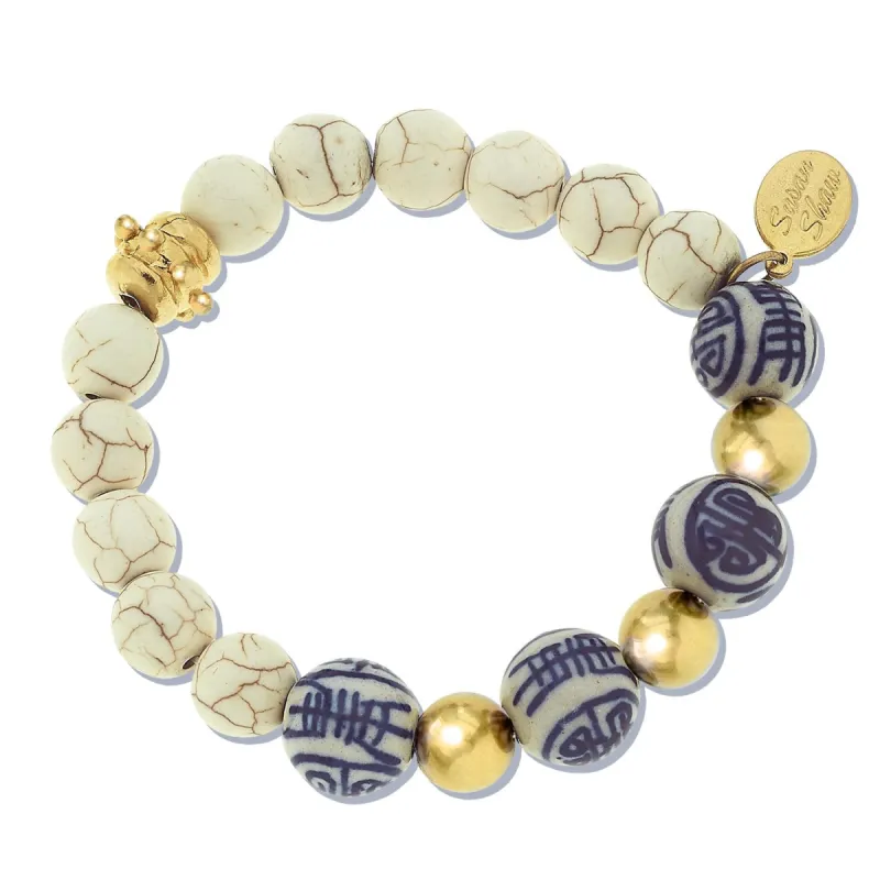 Blue & White Turquoise Stretch Bracelet sold by Susan Shaw