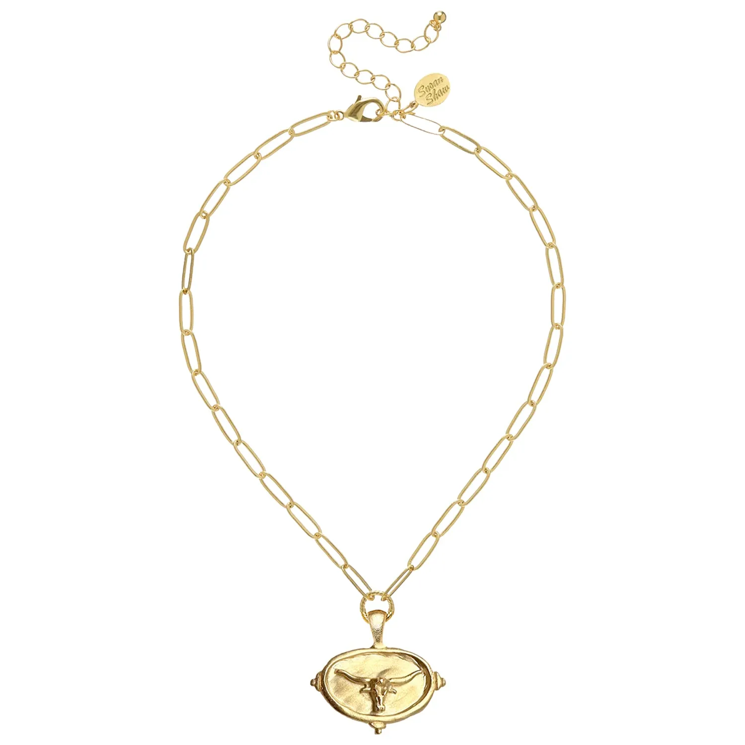 Longhorn Intaglio Paperclip Necklace sold by Susan Shaw