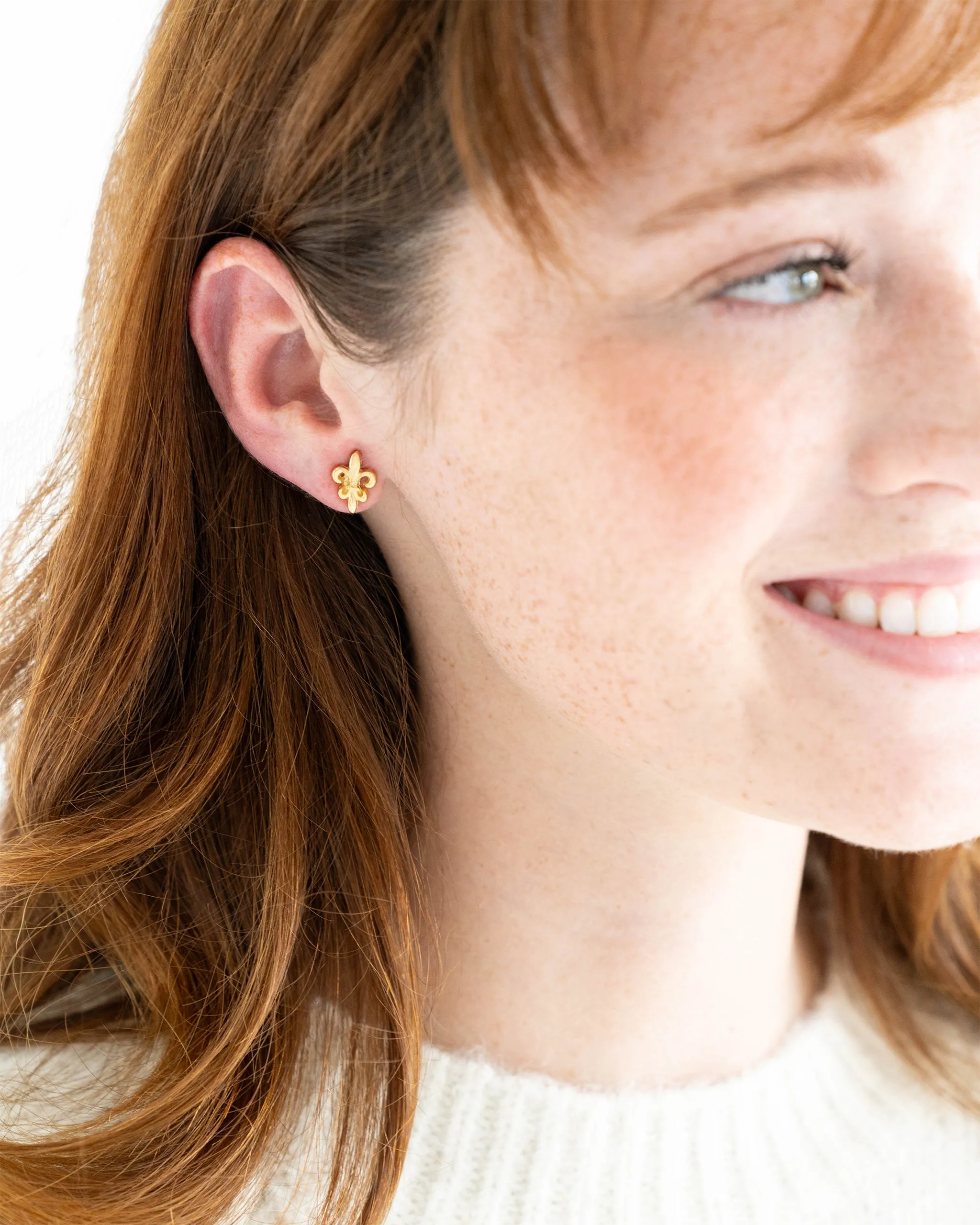Mini Fleur de Lis Studs sold by Susan Shaw product image thumbnail 3