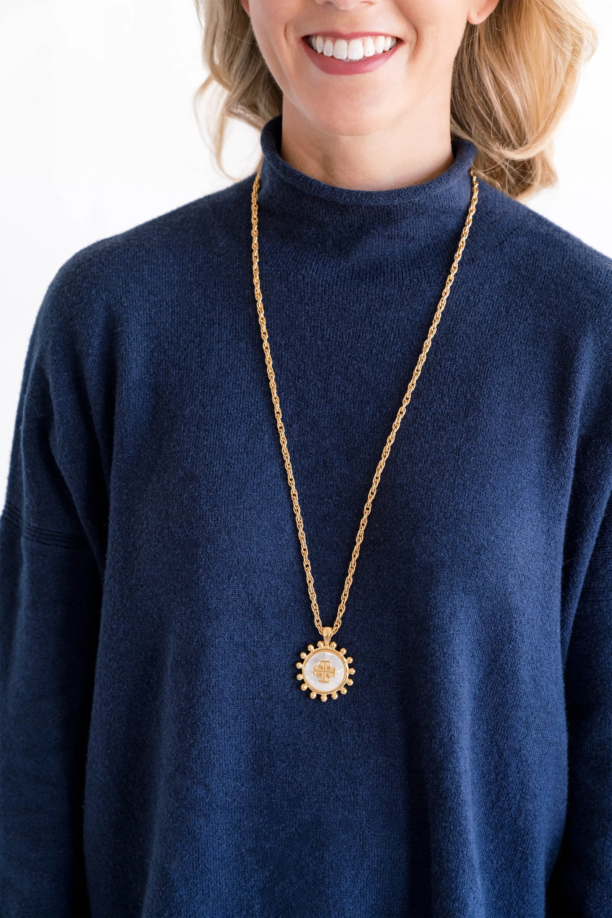 Long Mother of Pearl Jerusalem Cross Necklace sold by Susan Shaw product image thumbnail 2