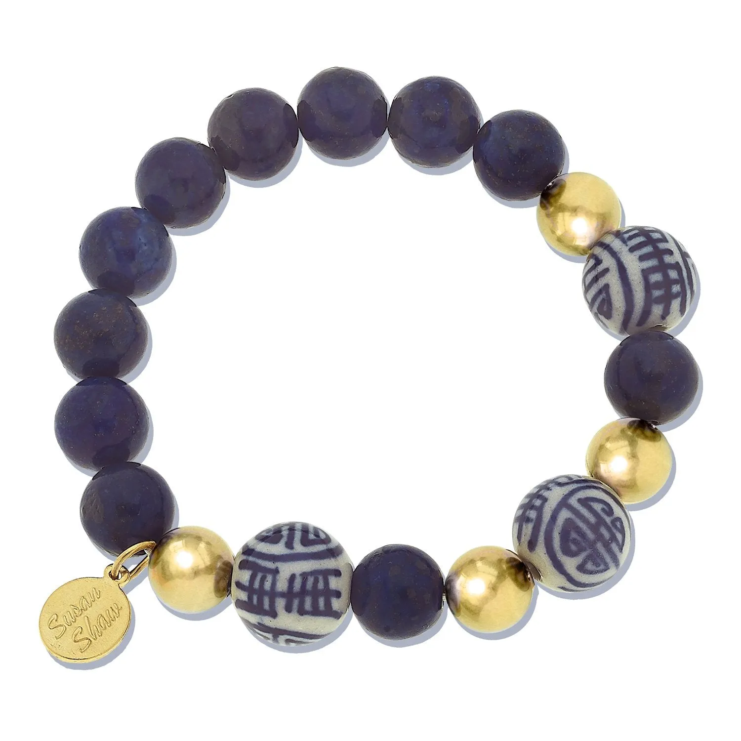 Blue & White Lapis Stretch Bracelet sold by Susan Shaw