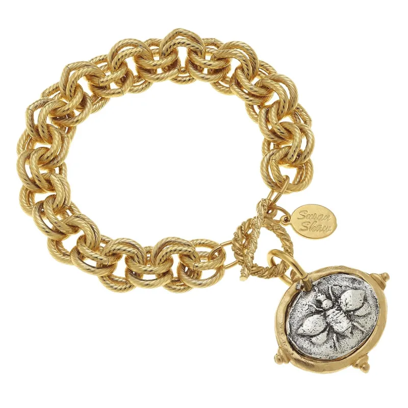 Mixed Metal Bee Intaglio Bracelet sold by Susan Shaw