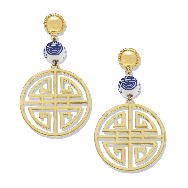 Blue & White Happiness Earrings sold by Susan Shaw