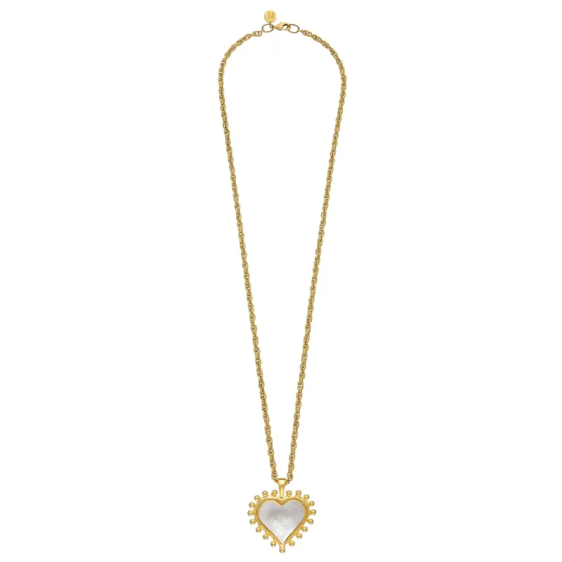 Long Mother of Pearl Heart Necklace sold by Susan Shaw