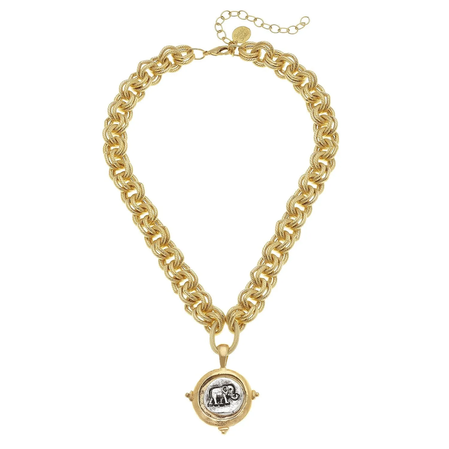 Mixed Metal Elephant Intaglio Necklace sold by Susan Shaw