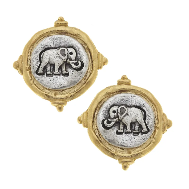 Mixed Metal Elephant Intaglio Studs sold by Susan Shaw