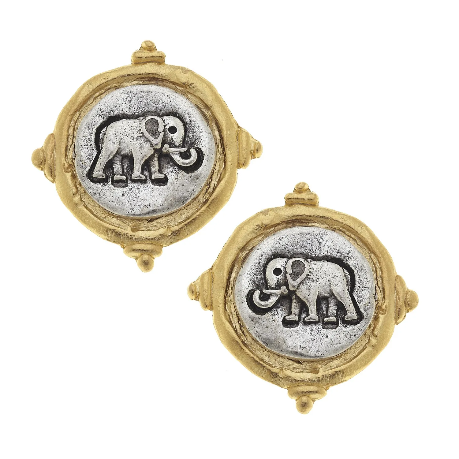 Mixed Metal Elephant Intaglio Studs sold by Susan Shaw