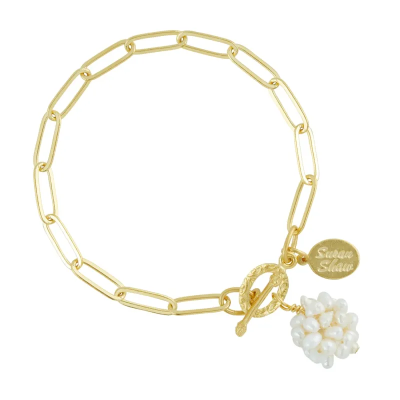 Pearl Cluster Paperclip Bracelet sold by Susan Shaw
