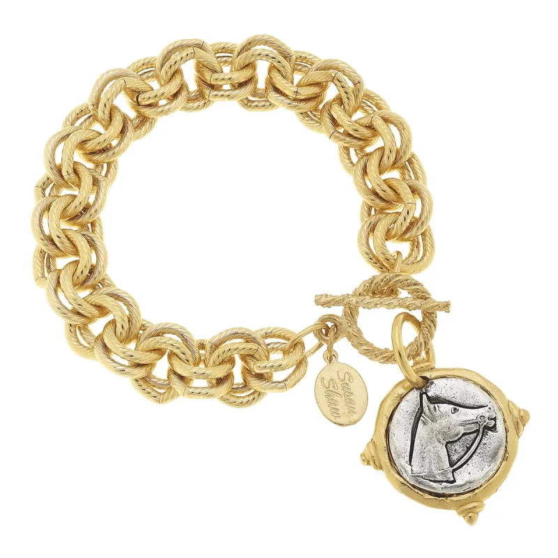 Mixed Metal Horse Head Intaglio Bracelet sold by Susan Shaw