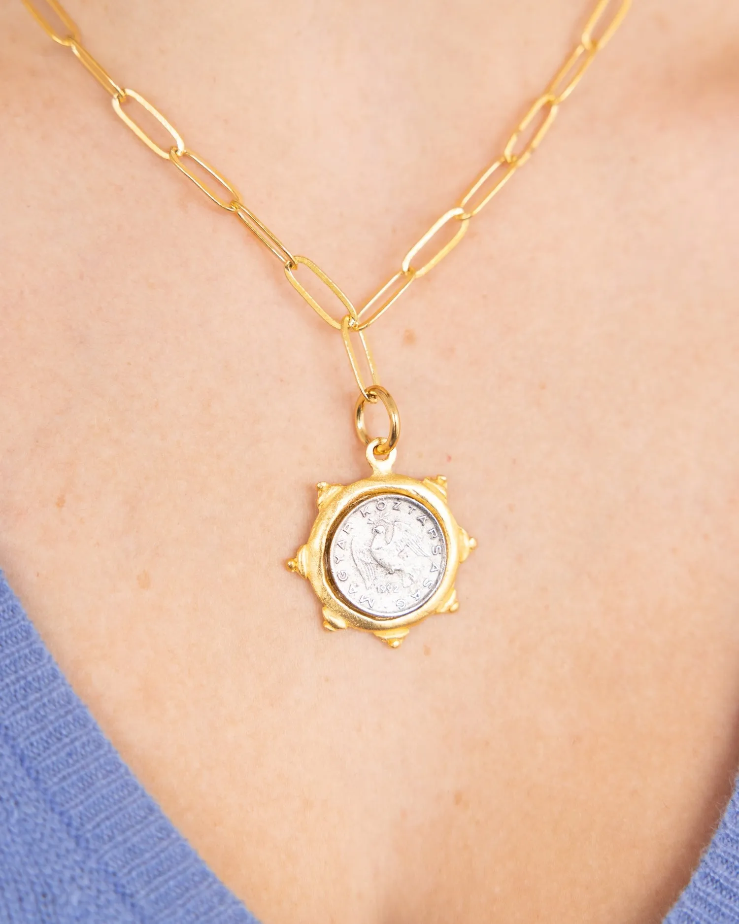 Dove Coin Paperclip Necklace sold by Susan Shaw product image thumbnail 3