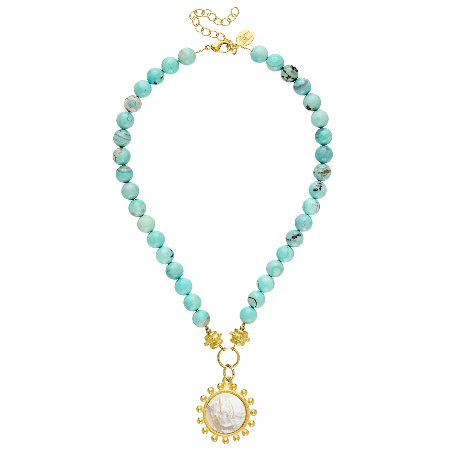 Erin Engraved Dove Agate Necklace sold by Susan Shaw