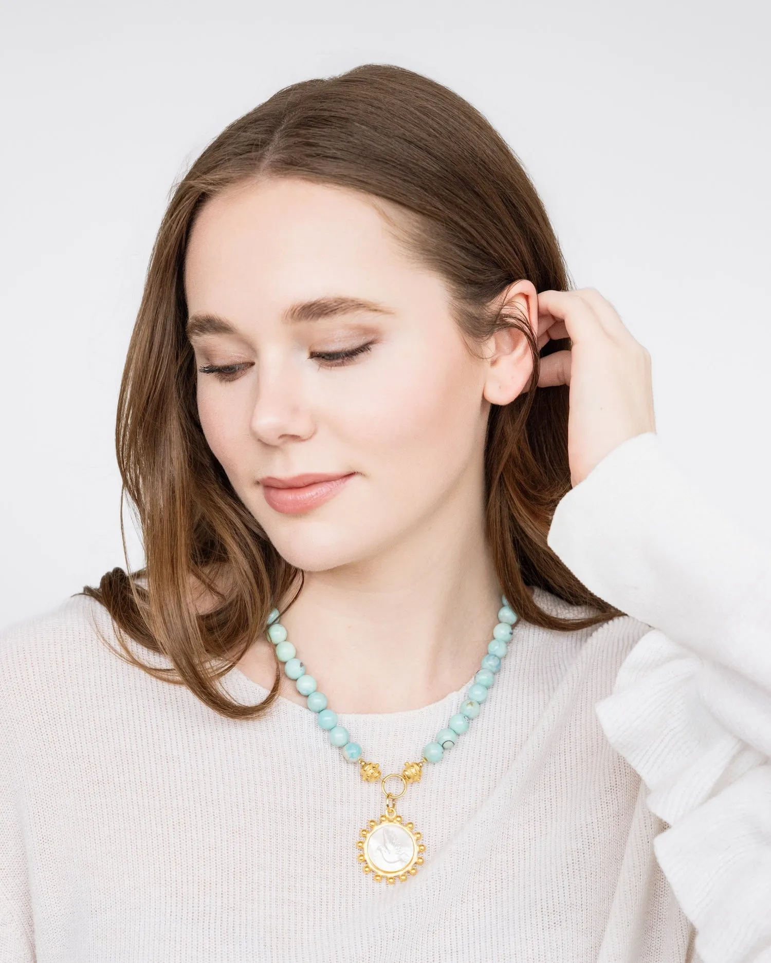 Erin Engraved Dove Agate Necklace sold by Susan Shaw product image thumbnail 2