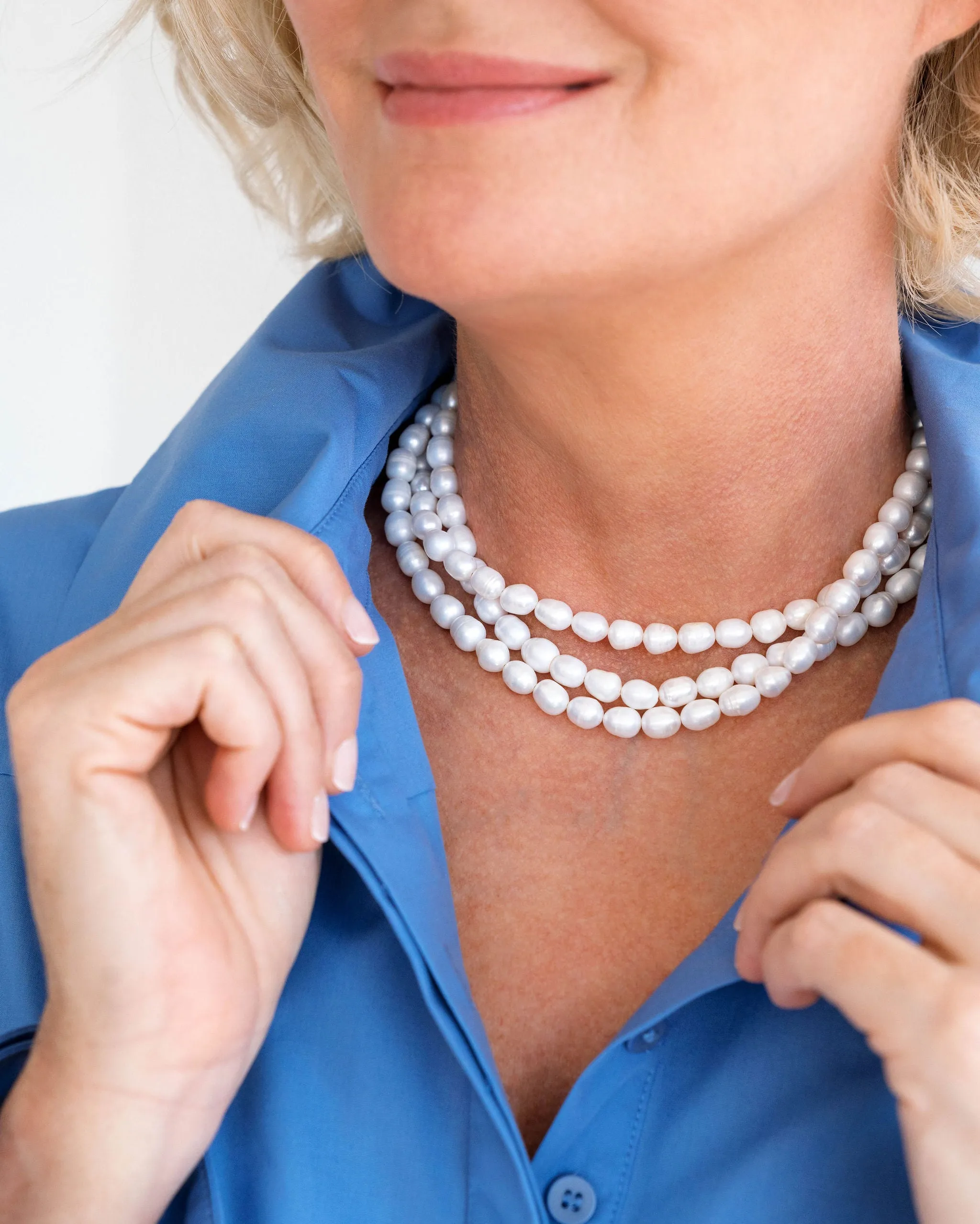 Triple Strand Pearl Necklace sold by Susan Shaw product image thumbnail 3