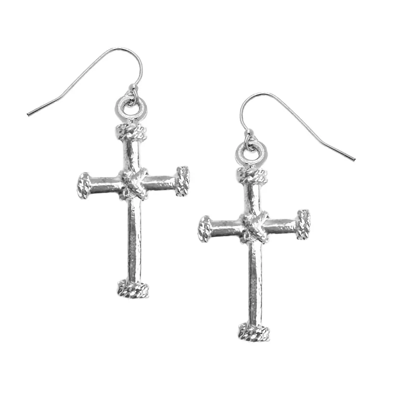 Silver Cross Drop Earrings sold by Susan Shaw