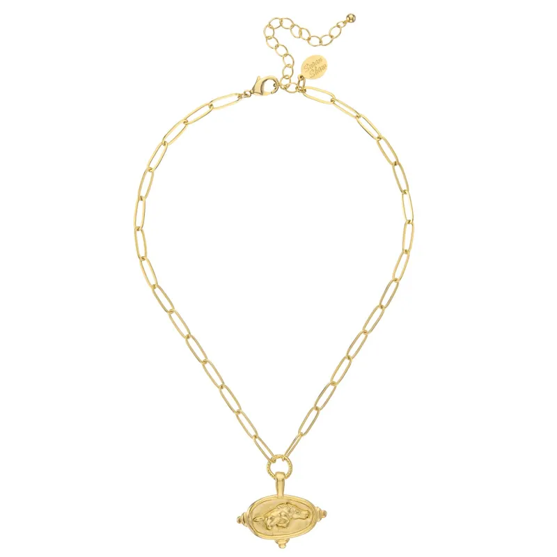 Wild Boar Intaglio Paperclip Necklace sold by Susan Shaw