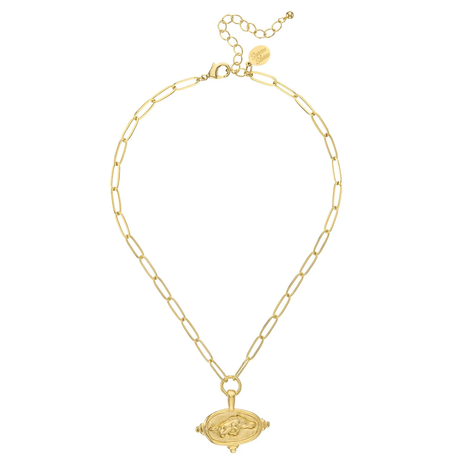 Wild Boar Intaglio Paperclip Necklace sold by Susan Shaw