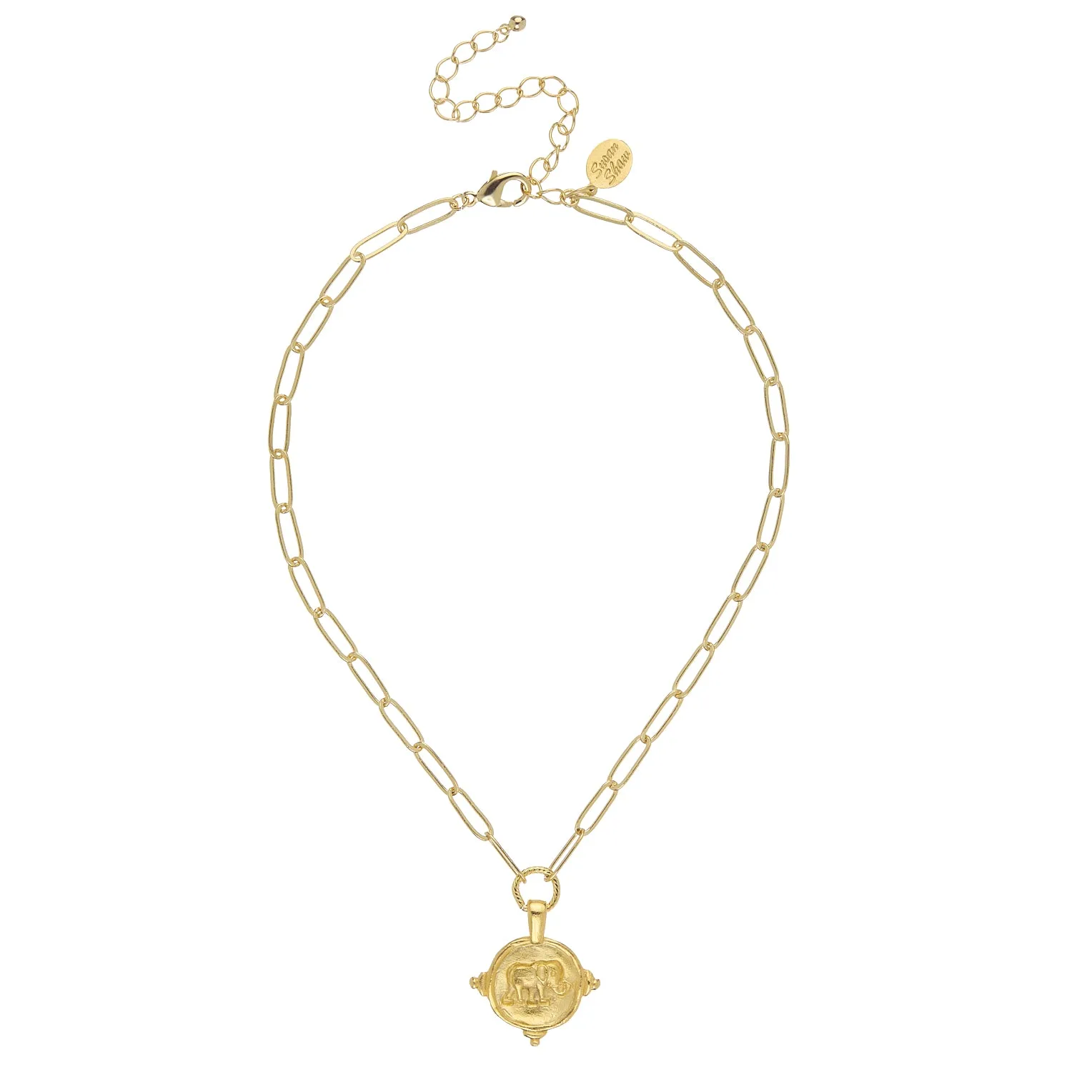 Elephant Intaglio Paperclip Necklace sold by Susan Shaw