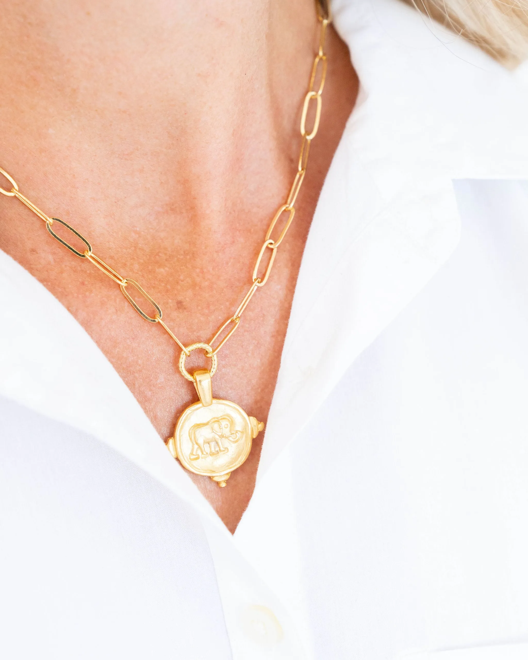 Elephant Intaglio Paperclip Necklace sold by Susan Shaw product image thumbnail 3