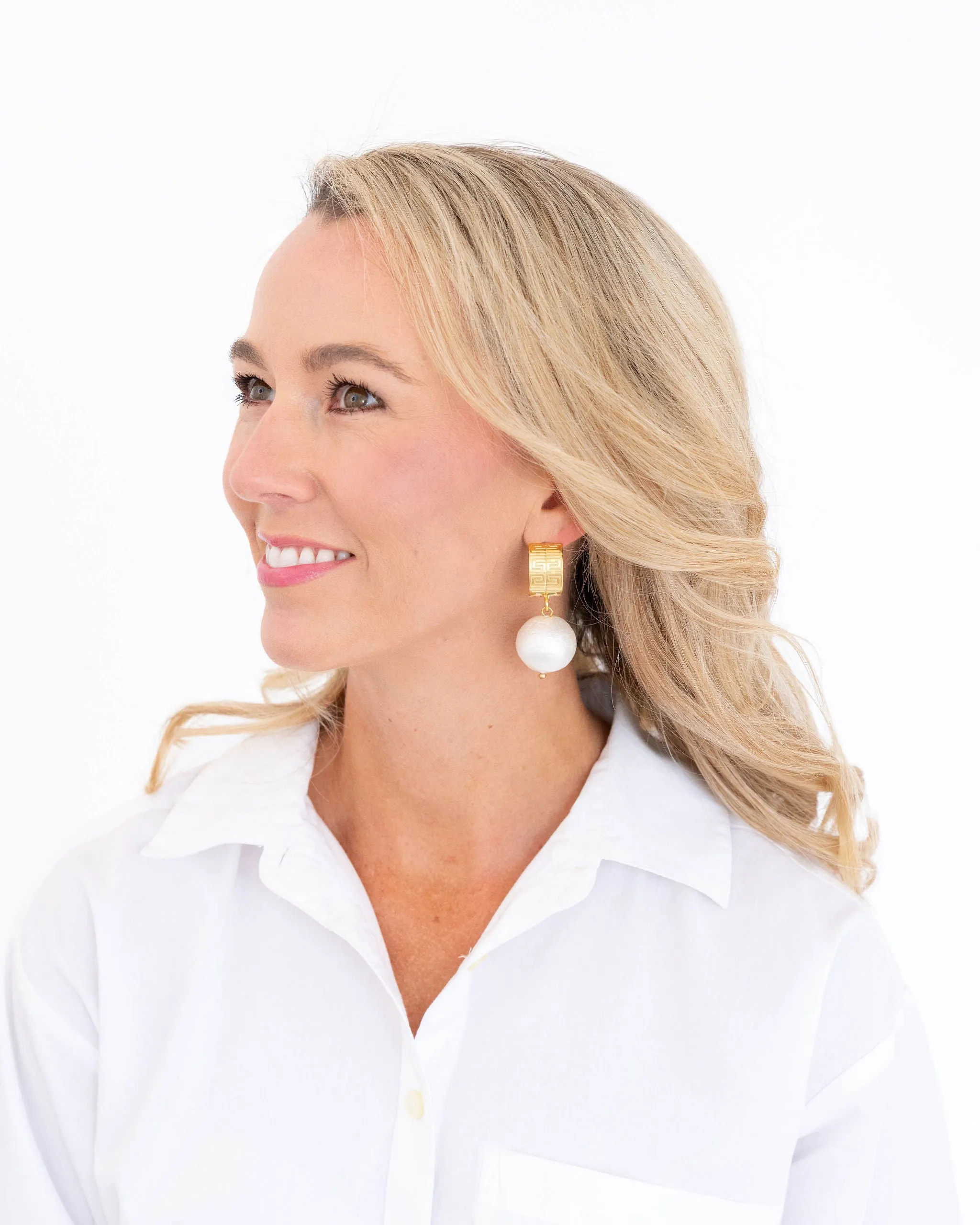 Lucille Cotton Pearl Earrings sold by Susan Shaw product image thumbnail 2