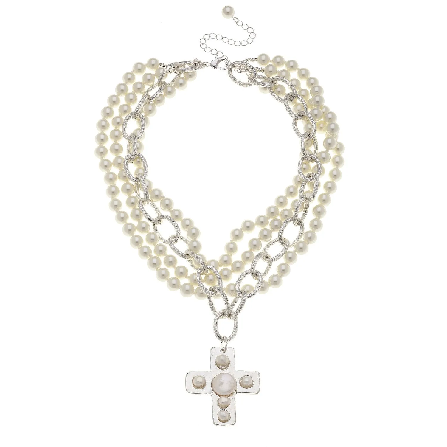 Pearl Cross Multi-Strand Necklace sold by Susan Shaw product image thumbnail 4