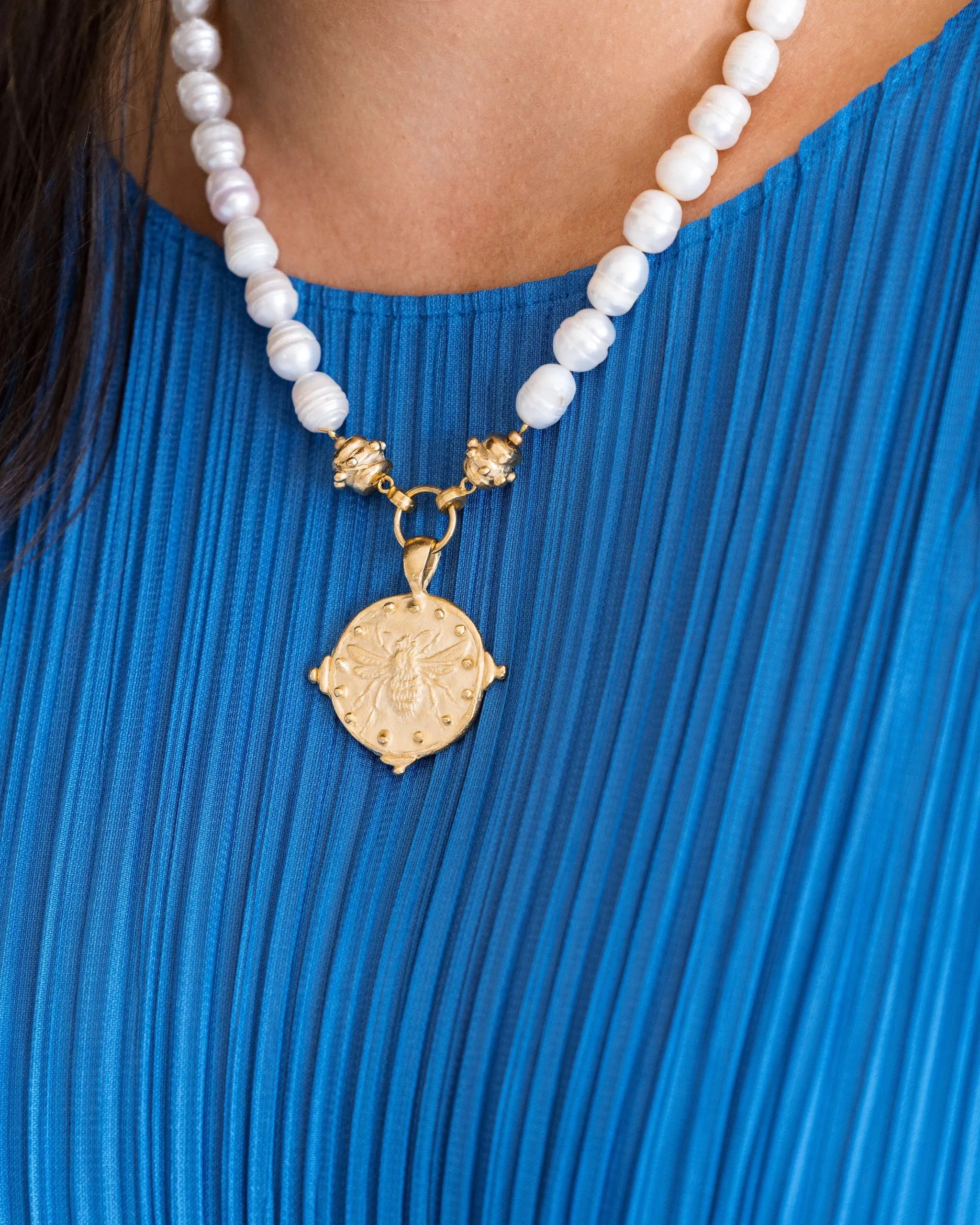 Dotted Bee Pearl Necklace sold by Susan Shaw product image thumbnail 3