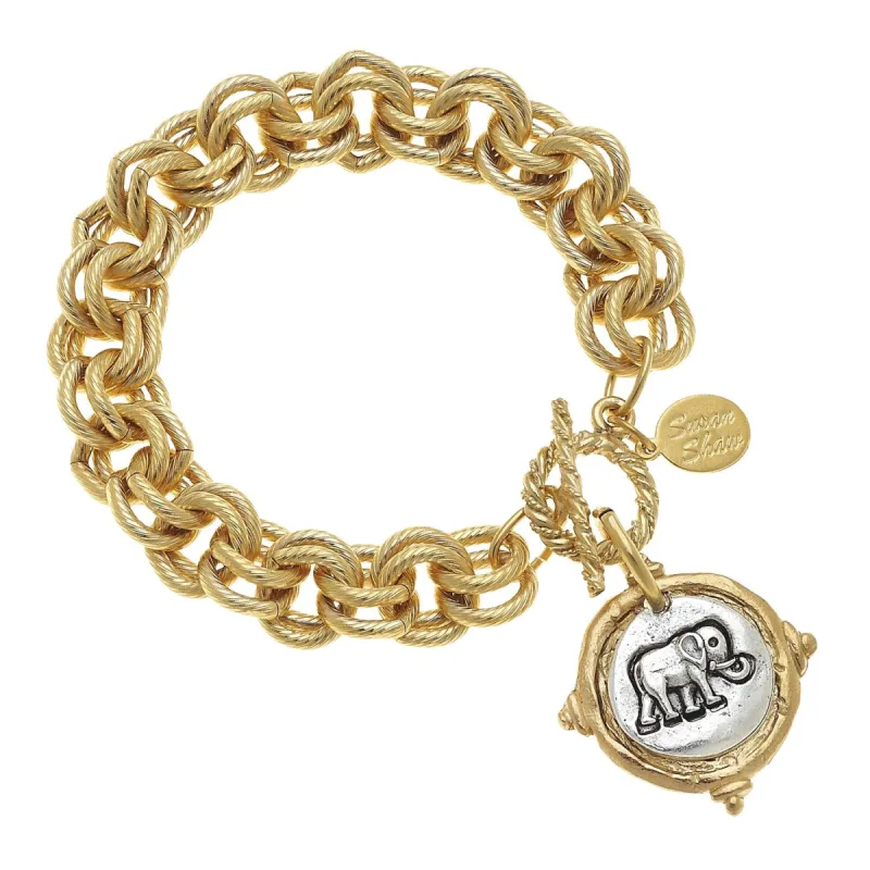 Mixed Metal Elephant Intaglio Bracelet sold by Susan Shaw