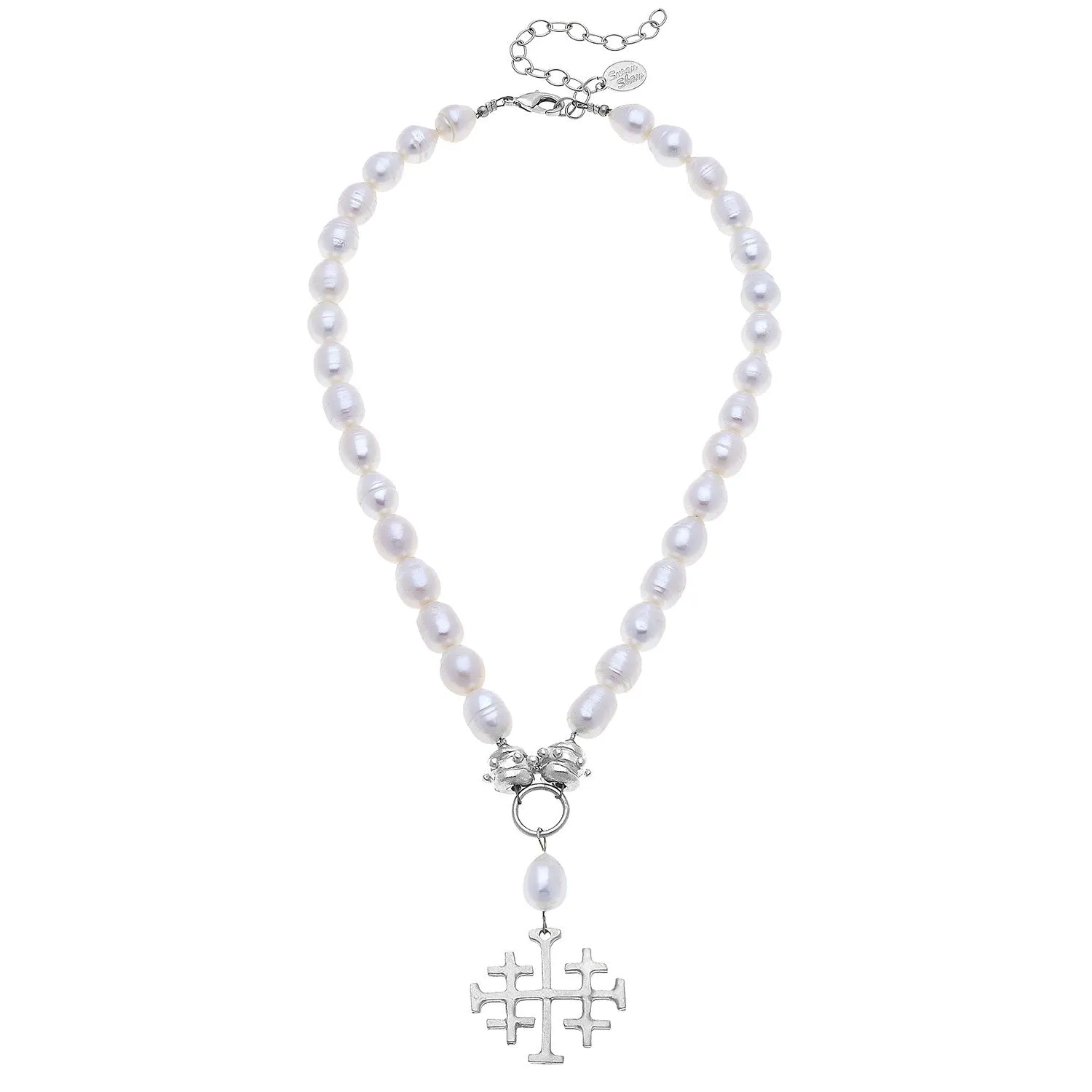 Large Jerusalem Cross Freshwater Pearl Necklace sold by Susan Shaw product image thumbnail 2