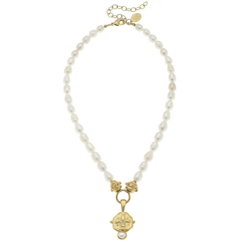 Fleur-de-Lis Intaglio Pearl Necklace sold by Susan Shaw