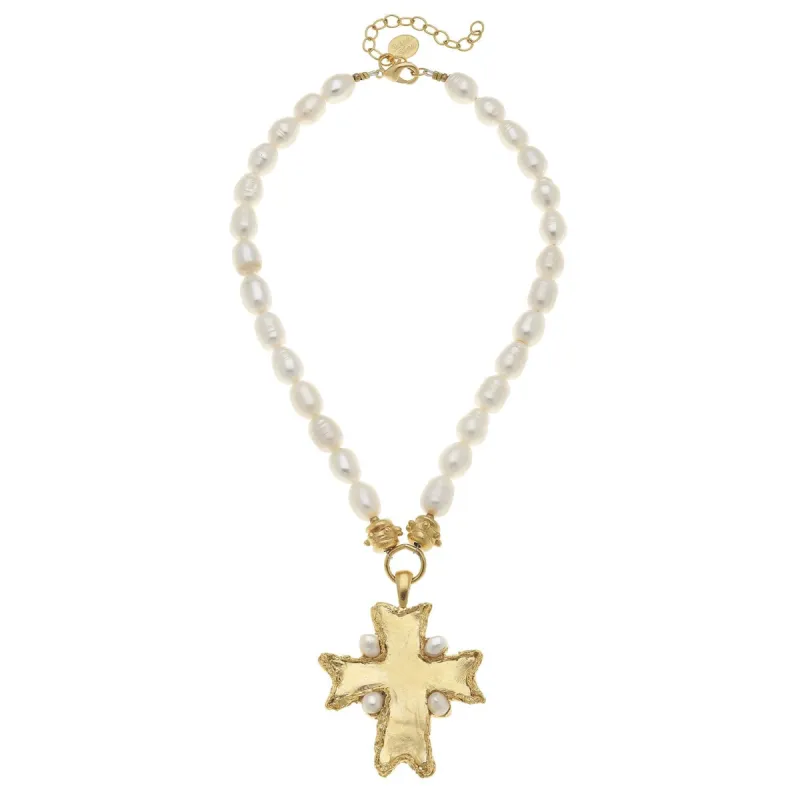 Esther Cross Pearl Necklace sold by Susan Shaw