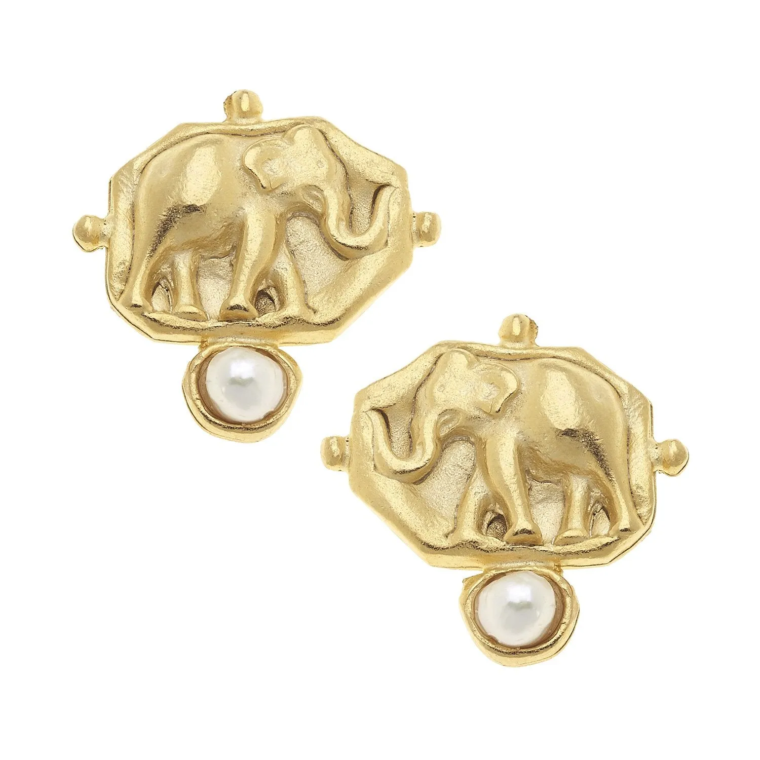 Elephant Intaglio Pearl Studs sold by Susan Shaw product image thumbnail 5