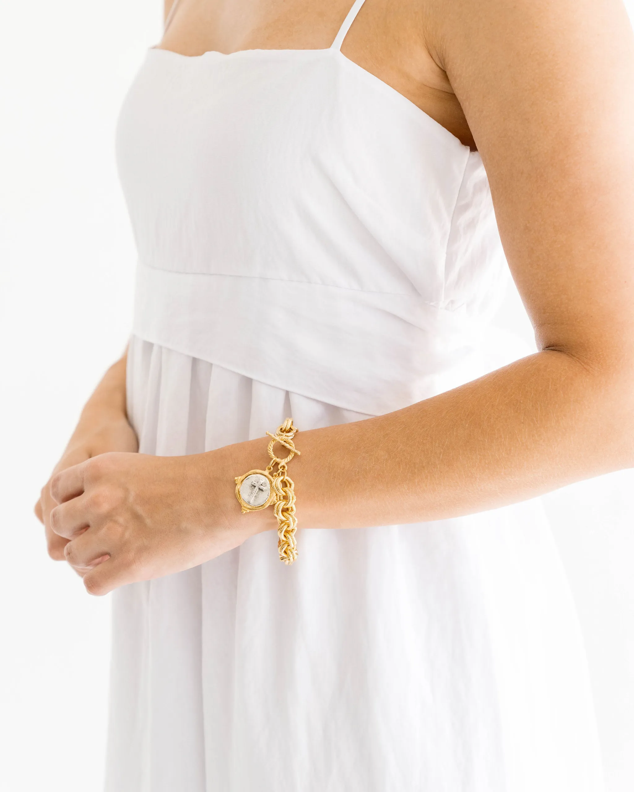 Mixed Metal Cross Toggle Bracelet sold by Susan Shaw product image thumbnail 2