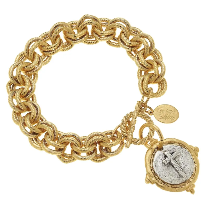 Mixed Metal Cross Toggle Bracelet sold by Susan Shaw