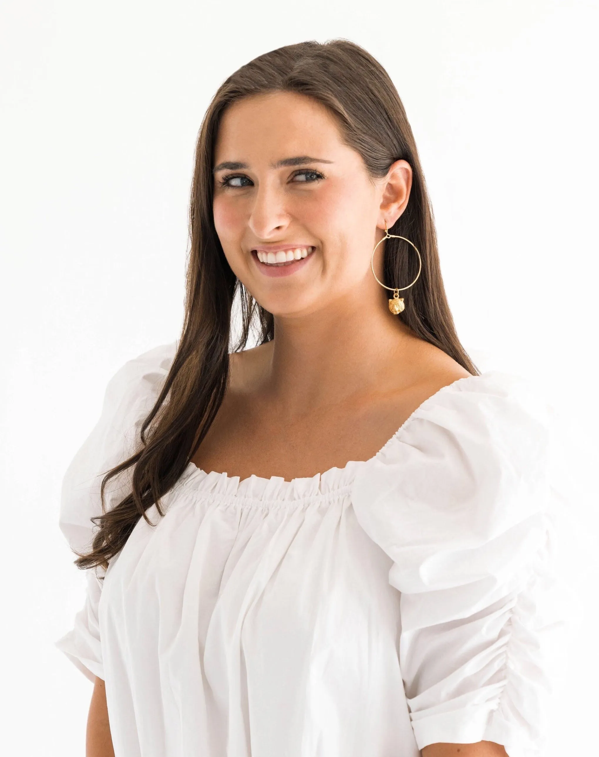 Tiger Head Loop Earrings sold by Susan Shaw product image thumbnail 2