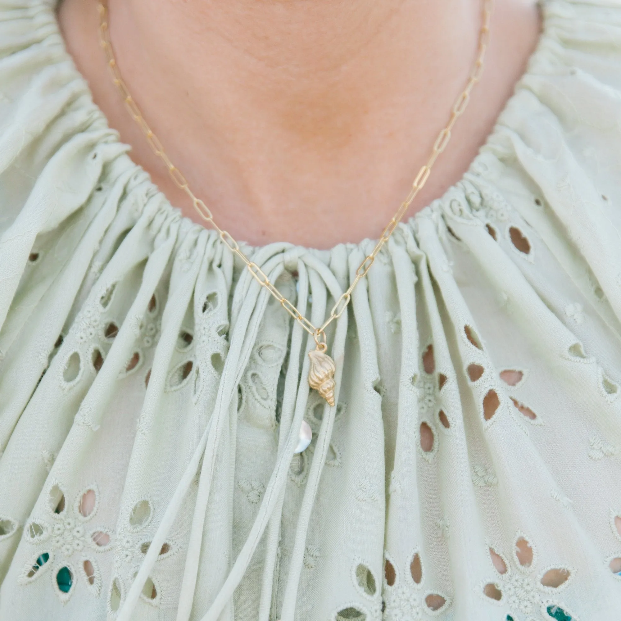 Conch Shell Paperclip Necklace sold by Susan Shaw product image thumbnail 2