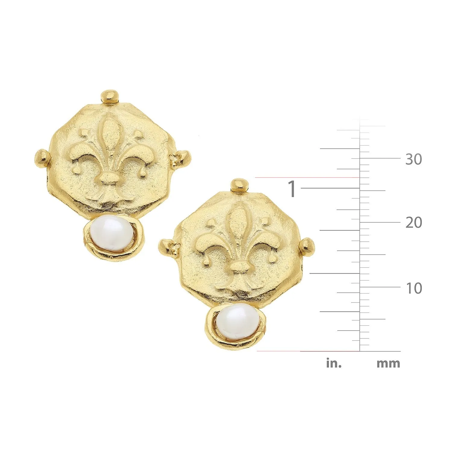Fleur De Lis Pearl Studs sold by Susan Shaw product image thumbnail 4