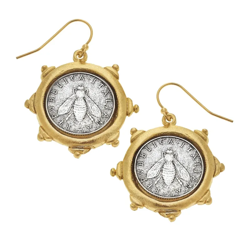 Florence Bee Coin Earrings sold by Susan Shaw