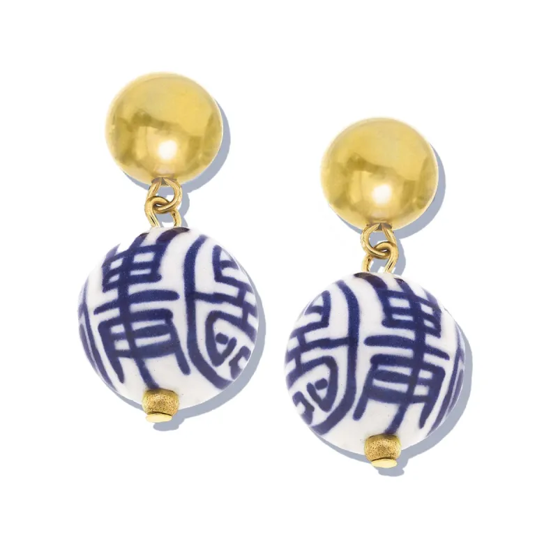 Blue & White Margaret Drop Earrings sold by Susan Shaw