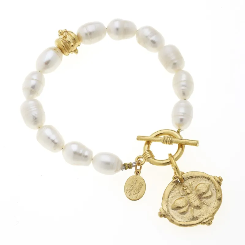 Bee Intaglio Pearl Bracelet sold by Susan Shaw
