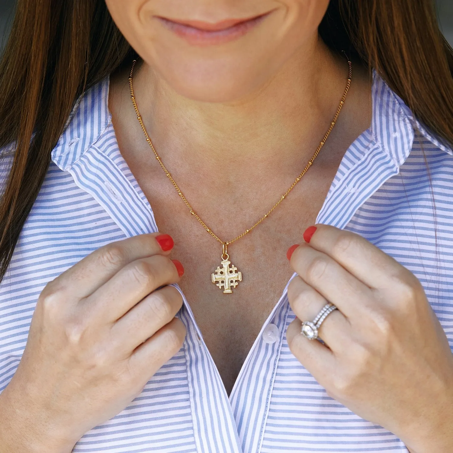 Dainty Jerusalem Cross Necklace sold by Susan Shaw product image thumbnail 4