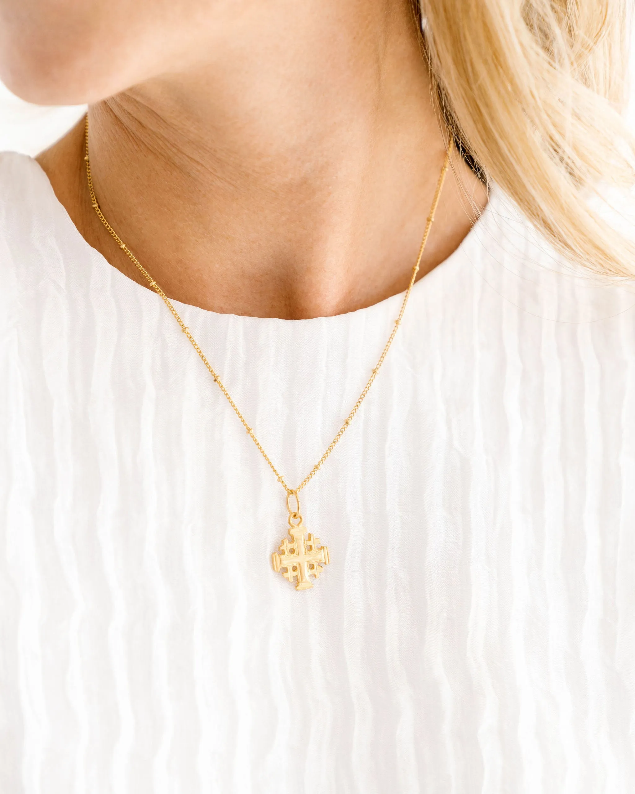 Dainty Jerusalem Cross Necklace sold by Susan Shaw product image thumbnail 3