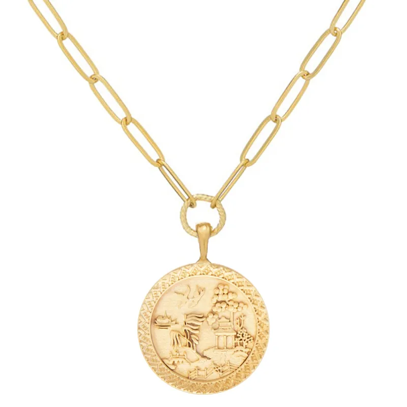 Blue Willow Paperclip Necklace made by Susan Shaw