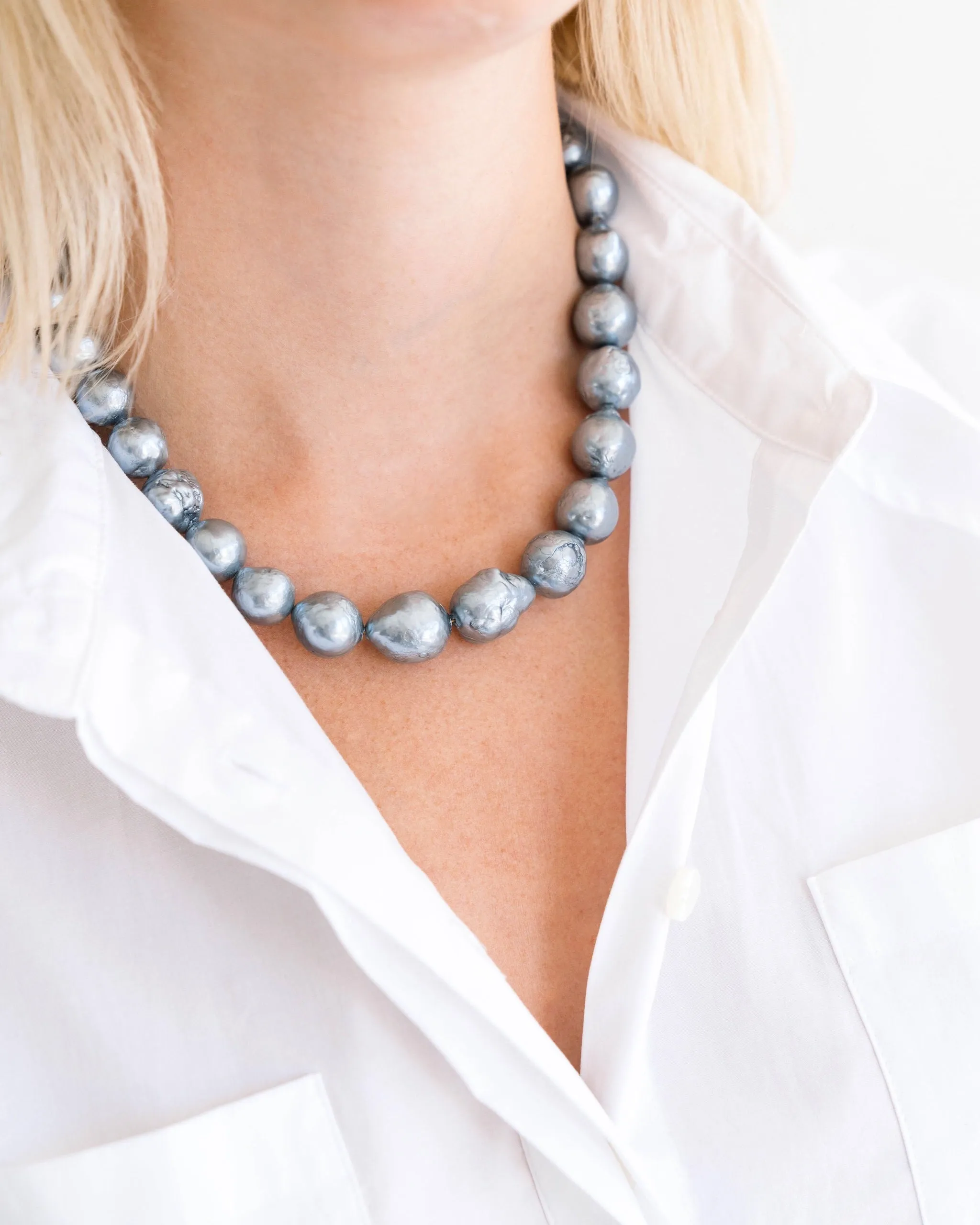 Grey Baroque Pearl Necklace sold by Susan Shaw product image thumbnail 3