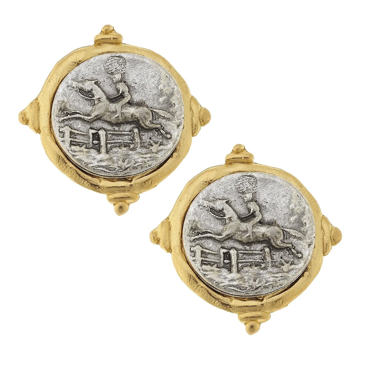 Mixed Metal Equestrian Intaglio Studs sold by Susan Shaw product image thumbnail 3