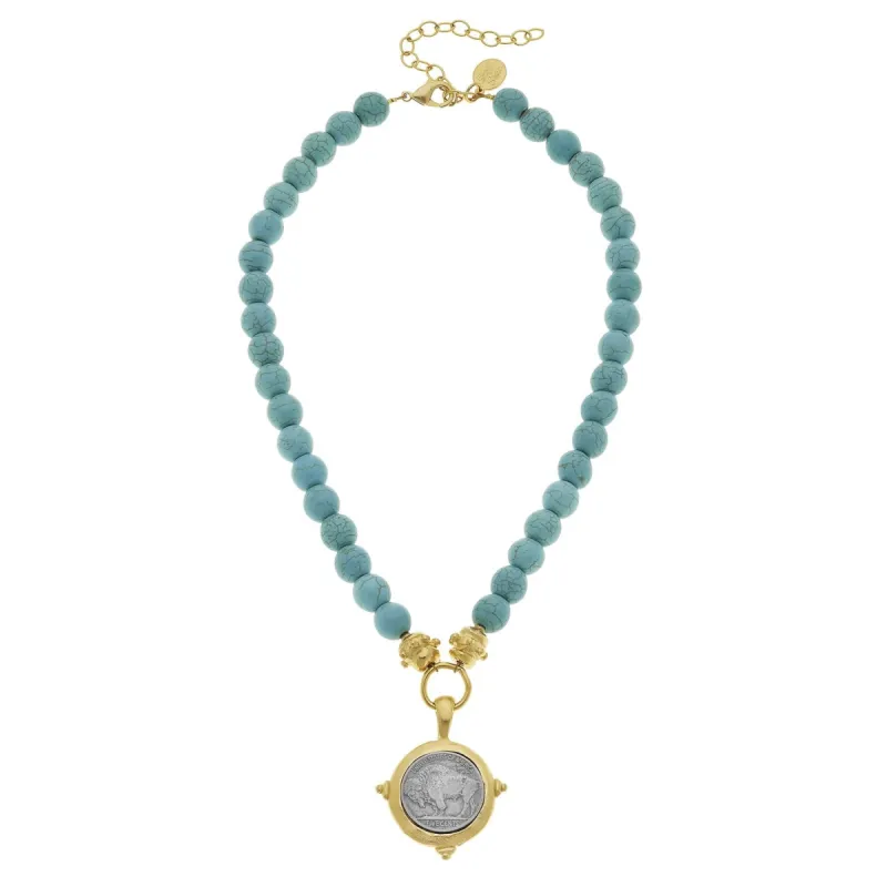 Buffalo Nickel Turquoise Necklace sold by Susan Shaw