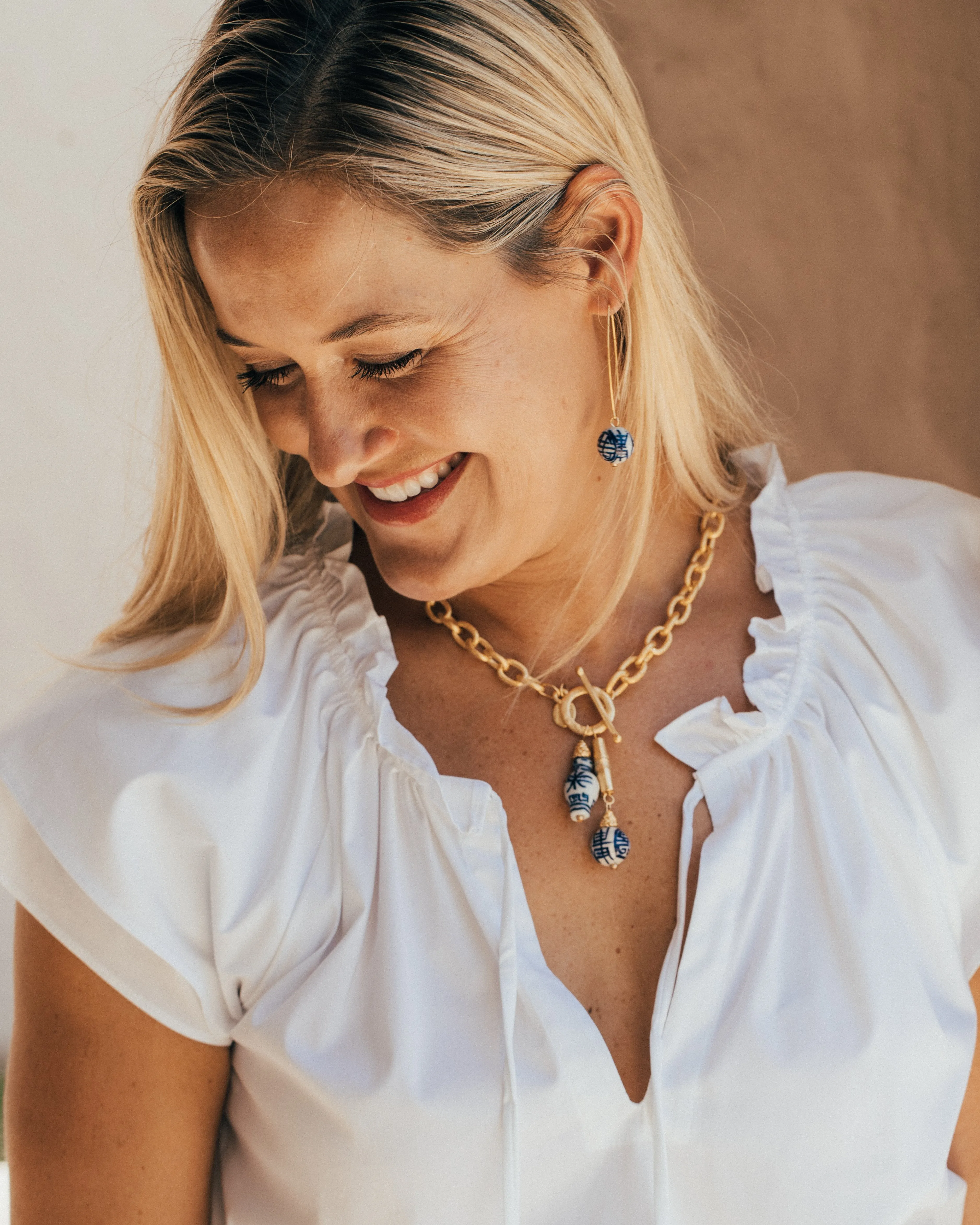 Blue & White Bamboo Toggle Necklace sold by Susan Shaw product image thumbnail 2