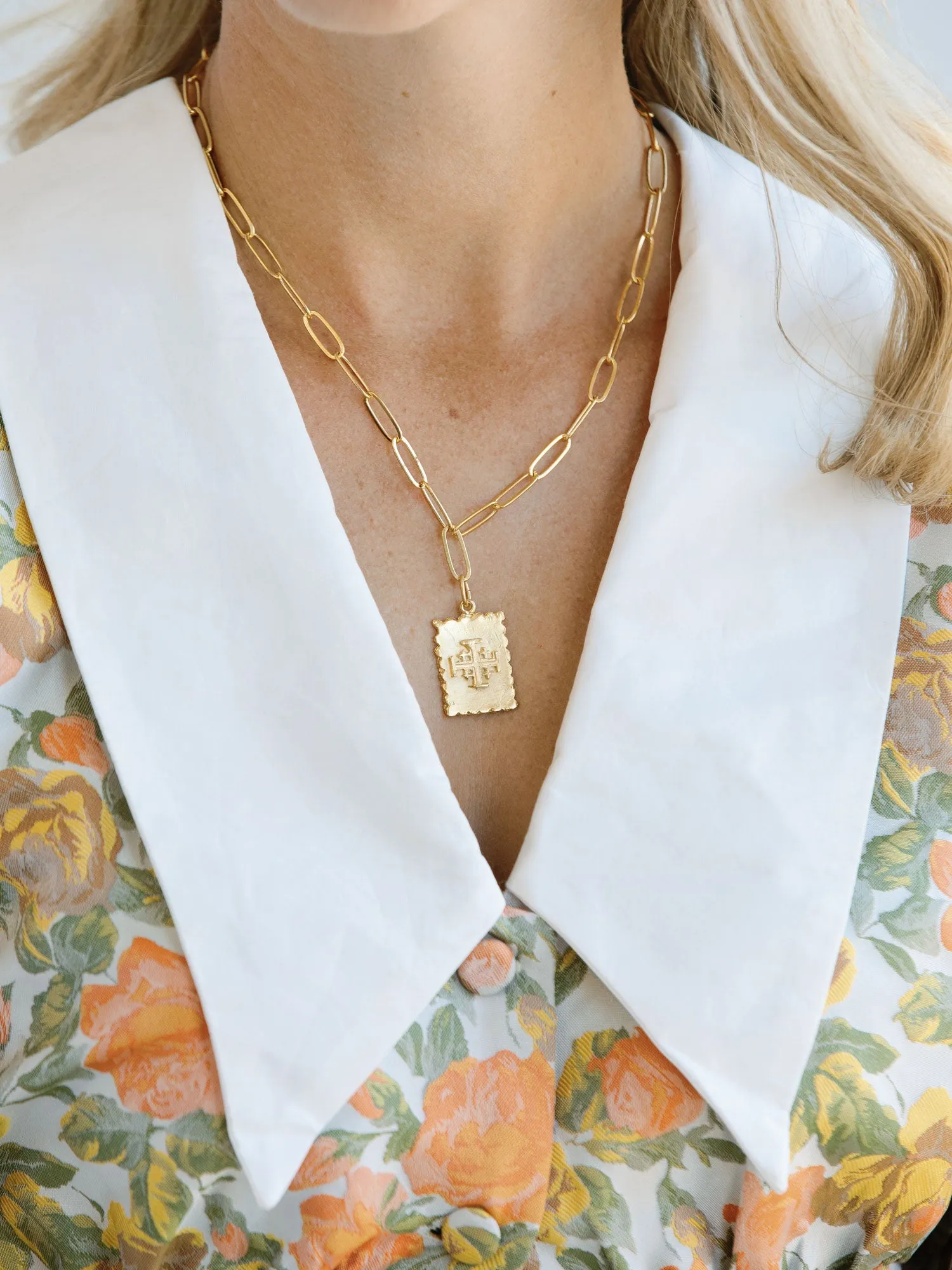 Jerusalem Cross Stamp Necklace sold by Susan Shaw product image thumbnail 3