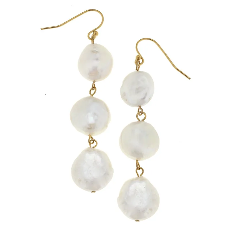 Triple Tier Pearl Drop Earrings sold by Susan Shaw
