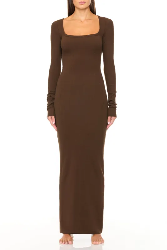 Square Neck Maxi Dress Chocolate sold by Eterne