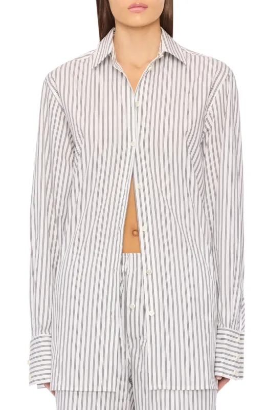Poplin Oversized Button Down Black/White Stripe sold by Eterne