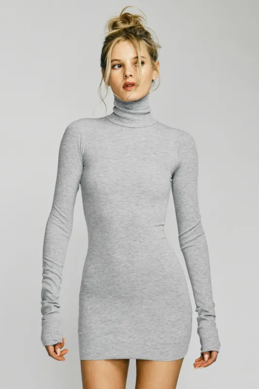 Long Sleeve Turtleneck Mini Dress Heather Grey sold by Eterne